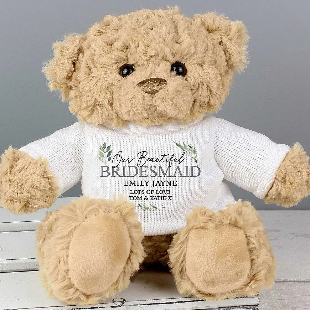Personalised Geometric Leaf Teddy Bear>Temptation Gifts Cheap