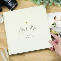 Personalised Gold Heart Couples Square Photo Album>Temptation Gifts Shop
