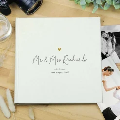 Personalised Gold Heart Couples Square Photo Album><noscript><img width=