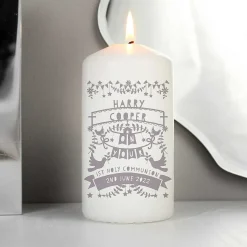 Personalised Grey Papercut Style Pillar Candle>Temptation Gifts Cheap