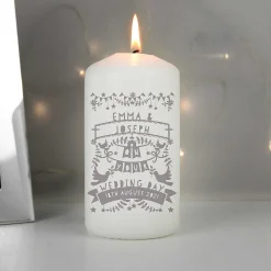 Personalised Grey Papercut Style Pillar Candle><noscript><img width=