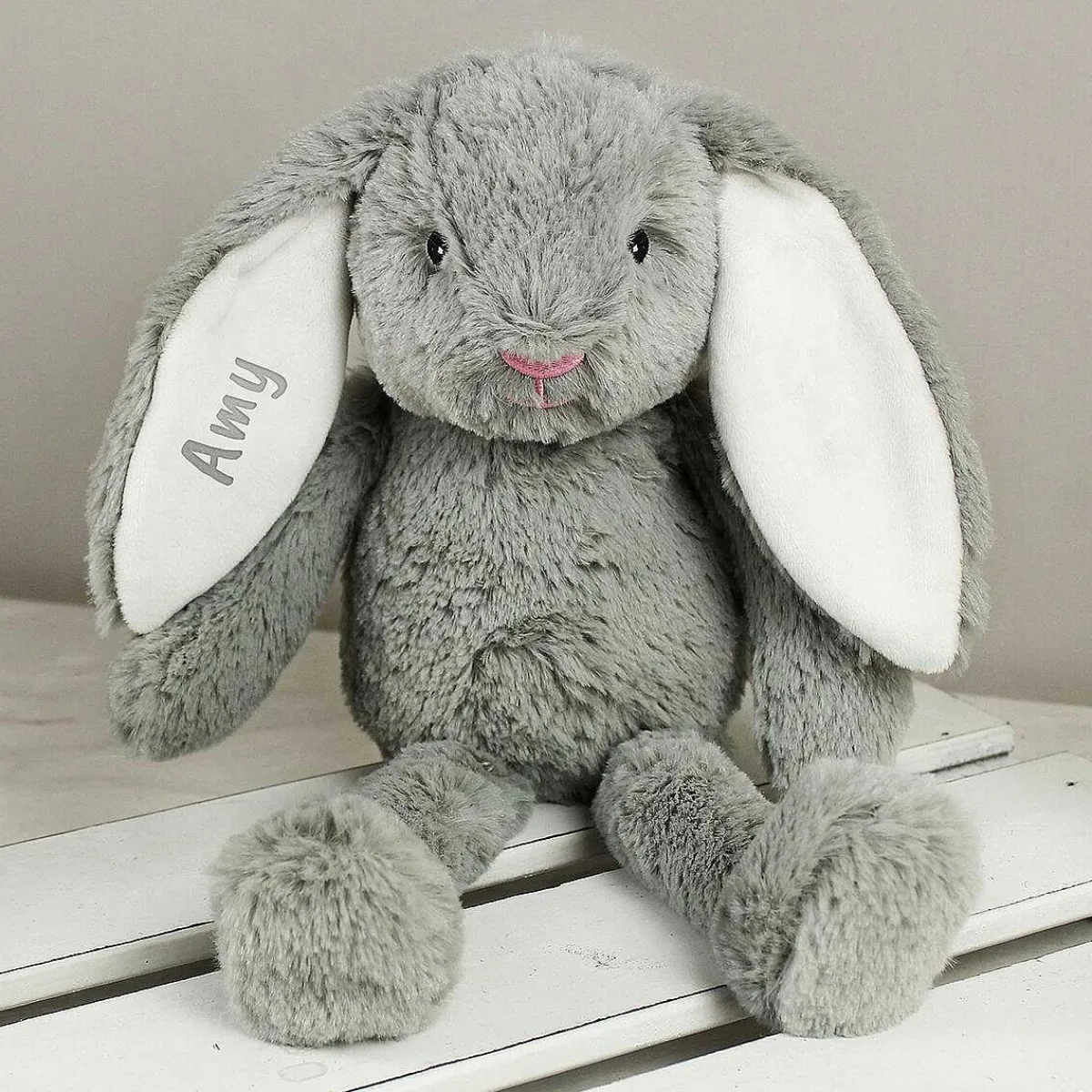 Personalised Grey Plush Bunny>Temptation Gifts Clearance
