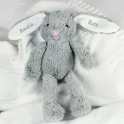 Personalised Grey Plush Bunny><noscript><img width=