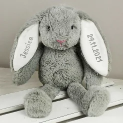 Personalised Grey Plush Bunny><noscript><img width=