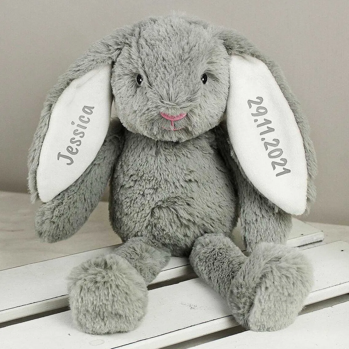 Personalised Grey Plush Bunny>Temptation Gifts Clearance