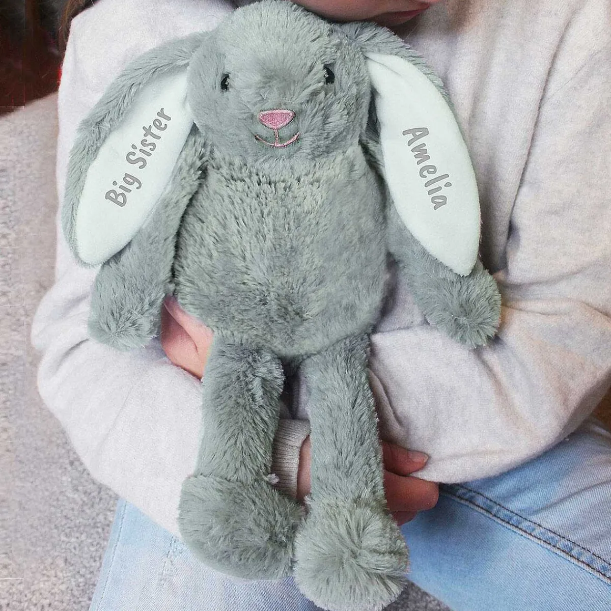 Personalised Grey Plush Bunny>Temptation Gifts Clearance