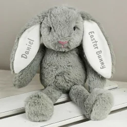 Personalised Grey Plush Bunny><noscript><img width=