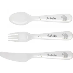 Personalised Hessian Elephant 3 Piece Plastic Cutlery Set>Temptation Gifts Sale