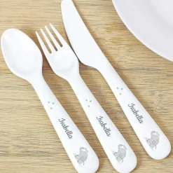 Personalised Hessian Elephant 3 Piece Plastic Cutlery Set>Temptation Gifts Sale