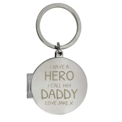 Personalised I Have A Hero Round Photo Keyring>Temptation Gifts Cheap