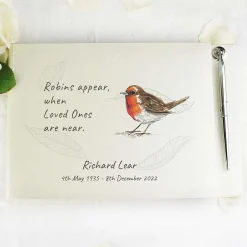Personalised 'In Loving Memory' Hardback Guest Book With Pen><noscript><img width=