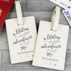 Personalised 'Lifetime Of Adventures' Couples Luggage Tags><noscript><img width=