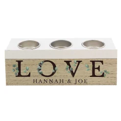 Personalised 'Love' Botanical Triple Tealight Box>Temptation Gifts Sale