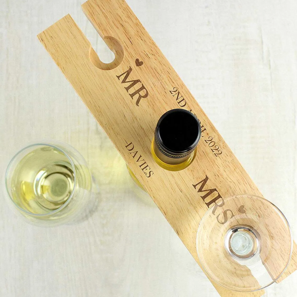 Personalised Married Couple Wine Glass & Bottle Butler>Temptation Gifts Store