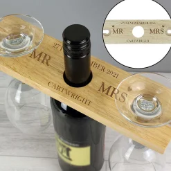Personalised Married Couple Wine Glass & Bottle Butler><noscript><img width=