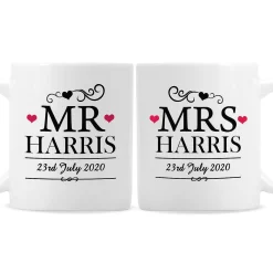 Personalised Mr & Mrs Mug Set>Temptation Gifts Clearance