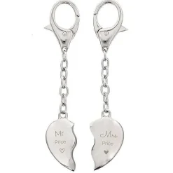 Personalised Mr & Mrs Two Hearts Keyring>Temptation Gifts Clearance