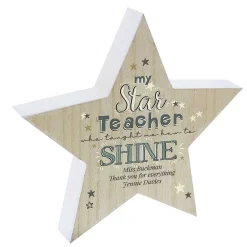 Personalised 'My Star Teacher' Rustic Wooden Star Decoration>Temptation Gifts Clearance