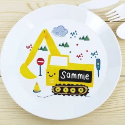 Personalised Plastic Digger Plate><noscript><img width=