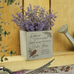 Personalised Robin Memorial Concrete Plant Pot><noscript><img width=