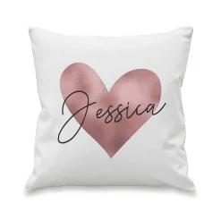 Personalised Rose Gold Heart Name Only Cushion><noscript><img width=