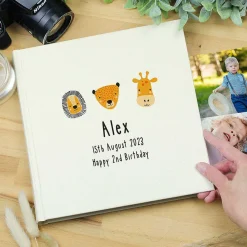 Personalised Scandi Safari Animals Square 6X4 Photo Album><noscript><img width=