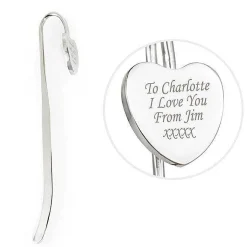 Personalised Silver Heart Bookmark>Temptation Gifts Clearance