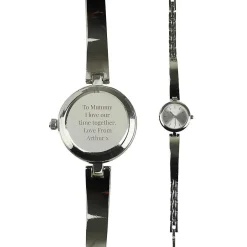 Personalised Silver Ladies Watch With Silver Slider Clasp>Temptation Gifts Best