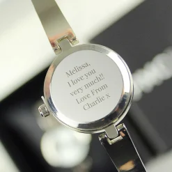 Personalised Silver Ladies Watch With Silver Slider Clasp><noscript><img width=