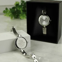 Personalised Silver Ladies Watch With Silver Slider Clasp><noscript><img width=