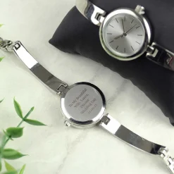 Personalised Silver Ladies Watch With Silver Slider Clasp><noscript><img width=
