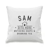 Personalised Sits Here Cushion>Temptation Gifts Cheap