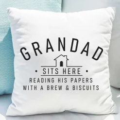 Personalised Sits Here Cushion><noscript><img width=