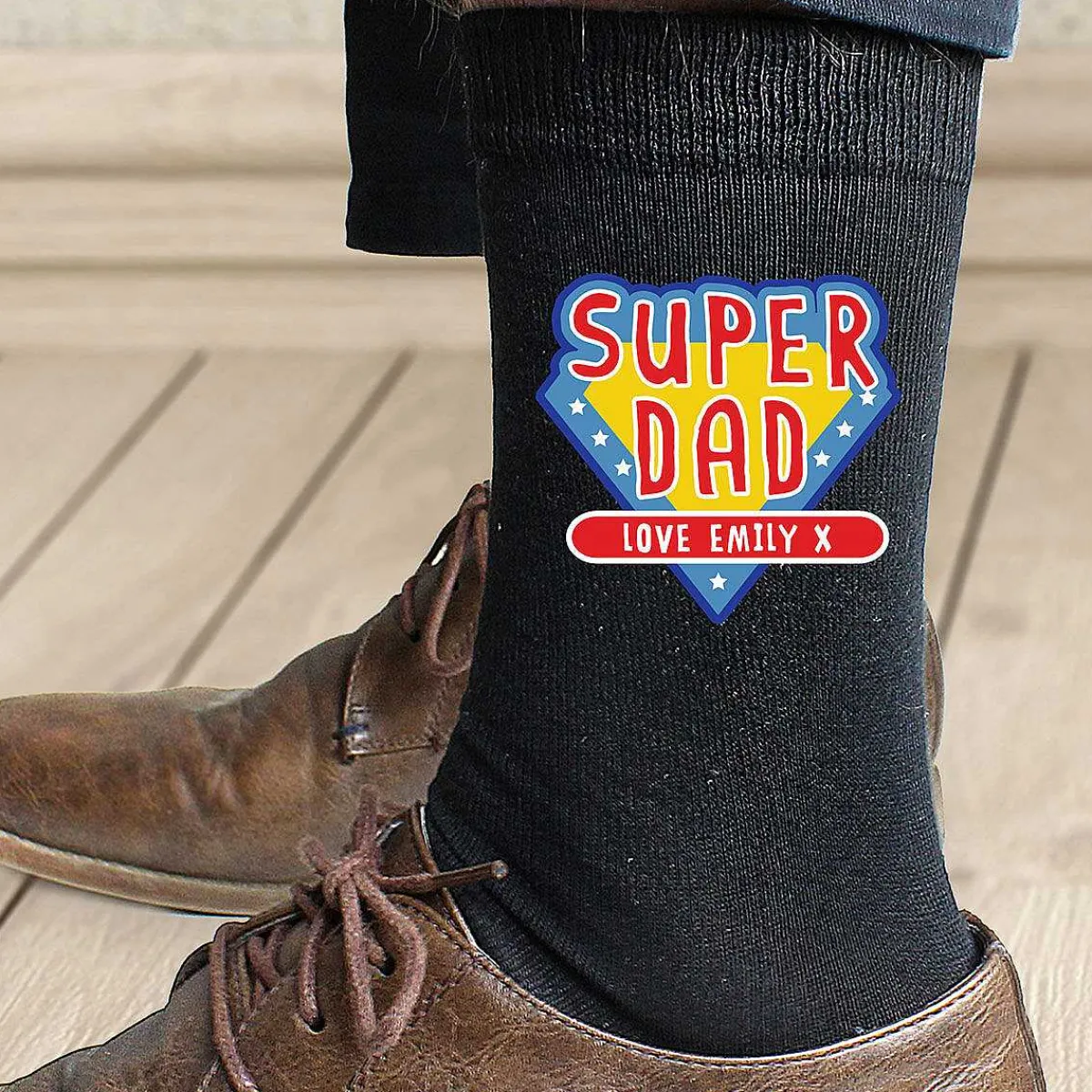 Personalised Super Dad Men's Socks>Temptation Gifts Fashion