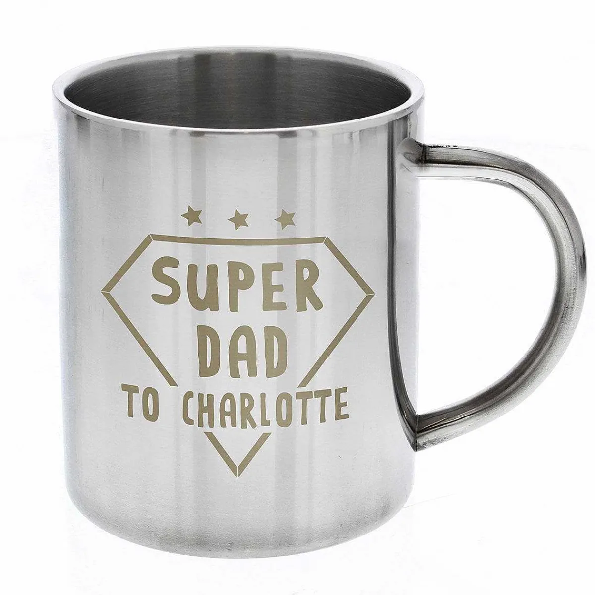 Personalised Super Dad Stainless Steel Mug>Temptation Gifts Hot