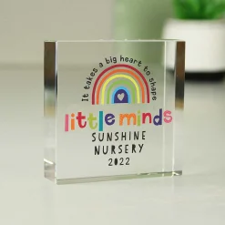 Personalised Teacher 'shape Little Minds' Crystal Token>Temptation Gifts Online