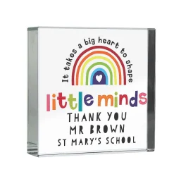 Personalised Teacher 'shape Little Minds' Crystal Token>Temptation Gifts Online