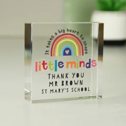 Personalised Teacher 'shape Little Minds' Crystal Token><noscript><img width=