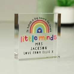 Personalised Teacher 'shape Little Minds' Crystal Token><noscript><img width=