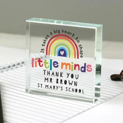 Personalised Teacher 'shape Little Minds' Crystal Token><noscript><img width=
