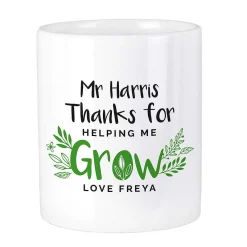 Personalised Teacher 'Thanks For Helping Me Grow' Ceramic Storage Pot>Temptation Gifts Shop