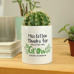 Personalised Teacher 'Thanks For Helping Me Grow' Ceramic Storage Pot><noscript><img width=
