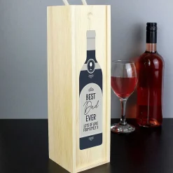 Personalised Text Grey Wooden Wine Bottle Box>Temptation Gifts Store