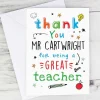 Personalised Thank You Teacher Card>Temptation Gifts Outlet