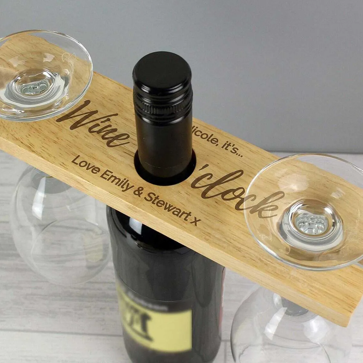 Personalised 'Wine O'Clock' Wine Glass & Bottle Butler>Temptation Gifts Best Sale