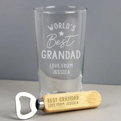 Personalised World's Best Pint Glass & Bottle Opener>Temptation Gifts Best