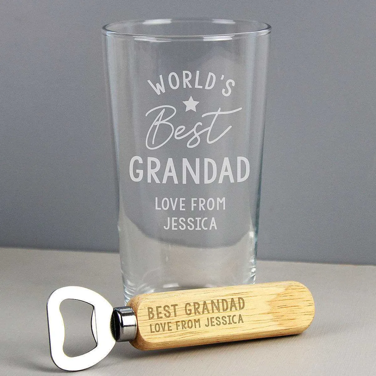 Personalised World's Best Pint Glass & Bottle Opener>Temptation Gifts Best