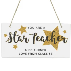 Personalised You Are A Star Teacher Wooden Sign>Temptation Gifts Flash Sale