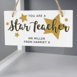 Personalised You Are A Star Teacher Wooden Sign>Temptation Gifts Flash Sale