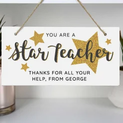 Personalised You Are A Star Teacher Wooden Sign><noscript><img width=